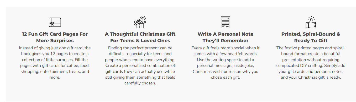 🔥 Last Day 50% OFF 🔥 Christmas Gift Card Book – 12 Gift Card Pages & Personal Message Holder (B)